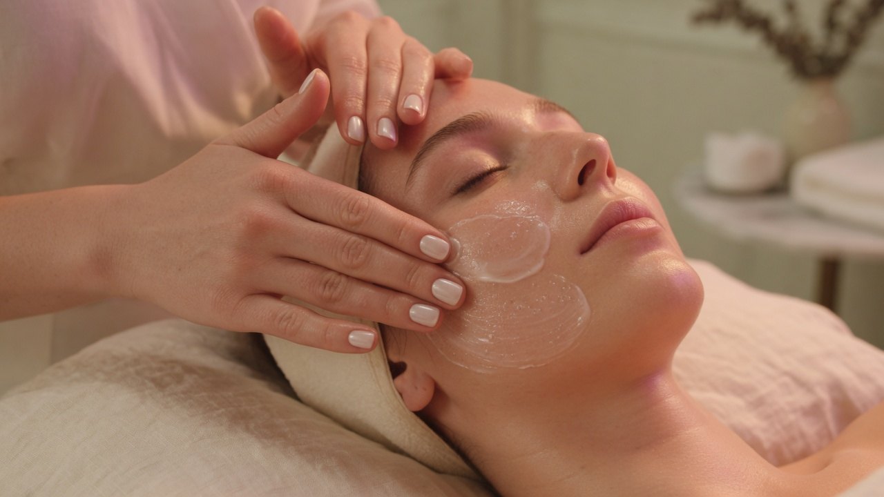 Cream and massage during a signature facial