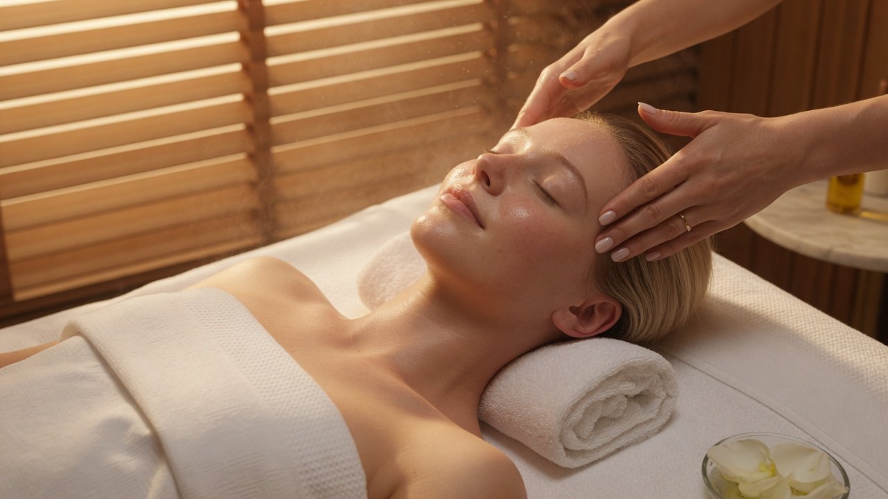 Neck and décolleté massage and skin care treatment