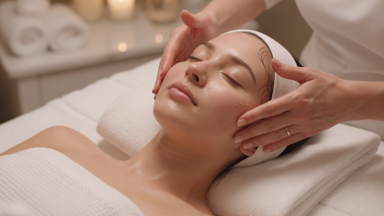 Facial massage with skilled hands during a private treatment